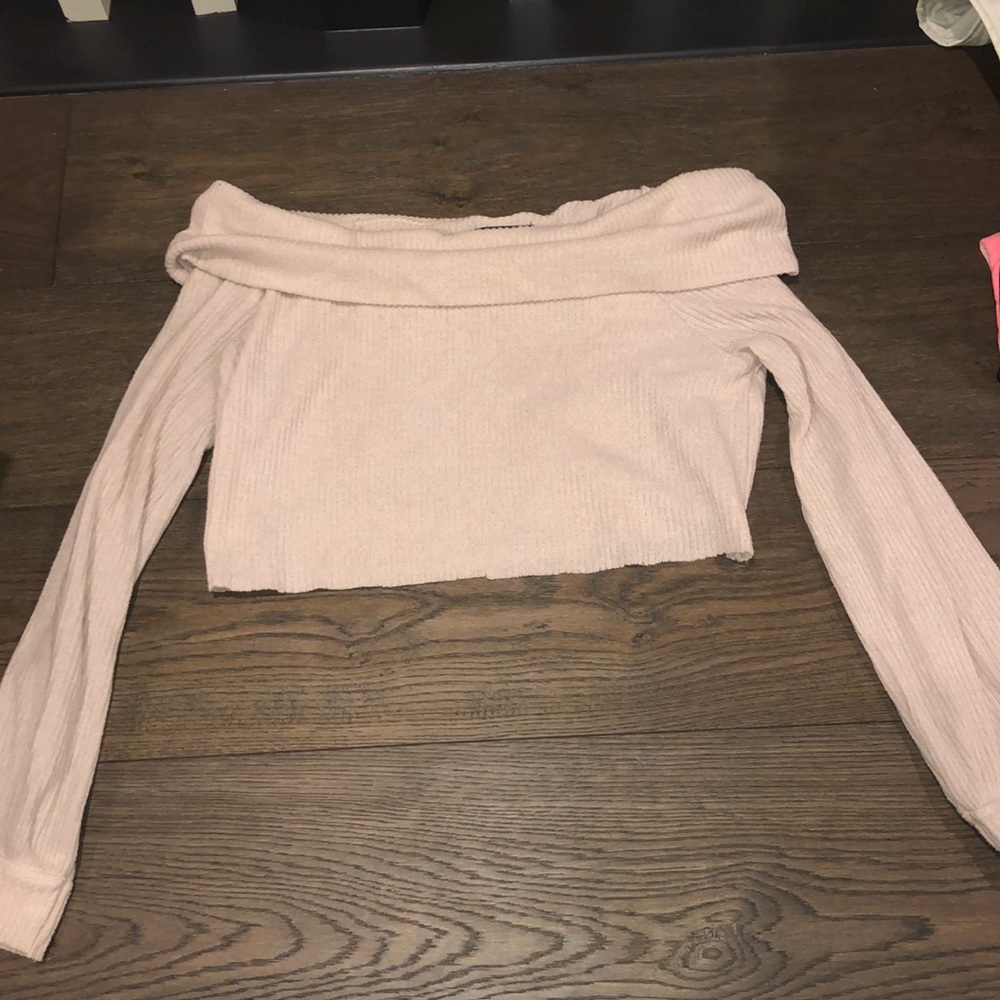 Off the shoulder crop top sweater